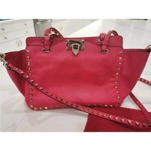 Valentino Pink Studded Leather Shoulder Bag